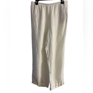 J Jill love linen white linen slip on pants wide leg with pockets Large